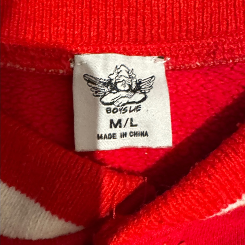 Boys Lie Red Sweatshirt with Black and White Accents - Picture 2 of 3
